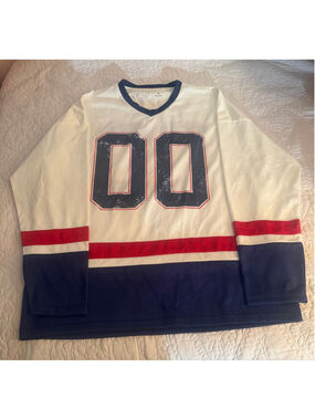 Broken Threads Jersey XL White Blue Red Number 00